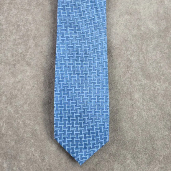 Croft & Barrow Blue White Polka Dot Geometric Executive Silk Neck Tie Men's - Picture 1 of 6